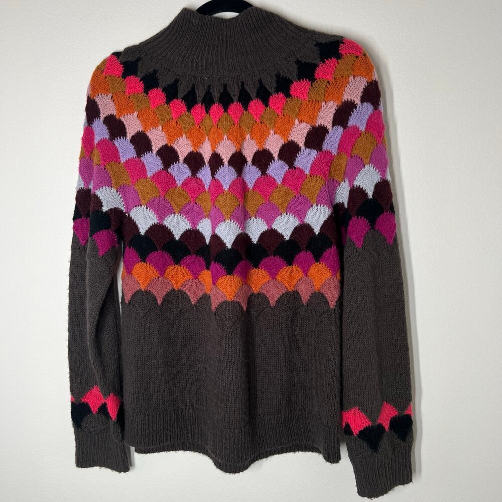 Derhy Funnel Neck Sweater Wool Mohair‎ Mix Brown Size Large - Picture 4 of 6
